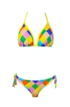 Nessi Byrd Multicolor Checkered Print Two Piece Bikini, Big Kid In Multi