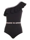 Nessi Byrd Ruffle-detail Swimsuit In Black