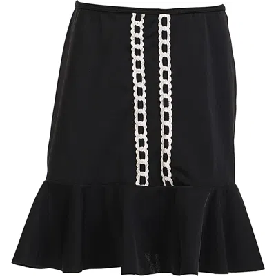 Nessi Byrd Kids'  Ruffled Hem Decorative Embroidery Cover-up Skirt In Black