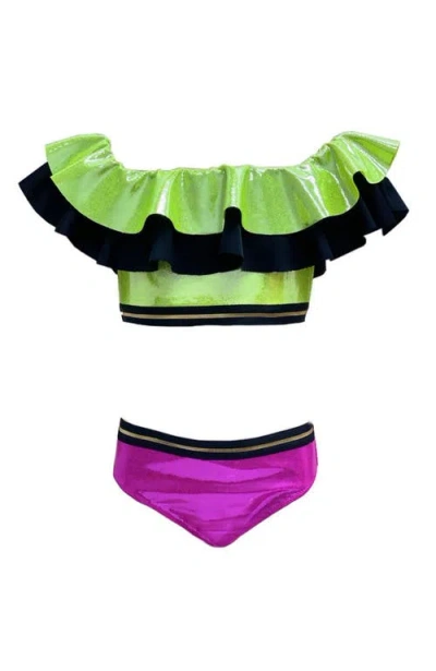 Nessi Byrd Shimmer Off-shoulder Ruffle Two-piece Bikini, Little Kid-big Kid In Multi