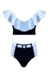 Nessi Byrd Side-ruched High Waist Retro Belted Two Piece Bikini, Toddler, Little Kid & Big Kid In Multi