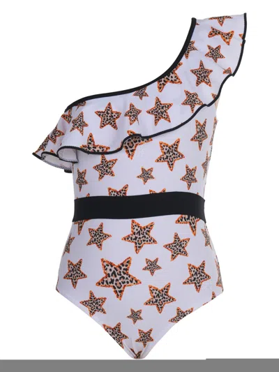 Nessi Byrd Kids' Star-print Swimsuit In White