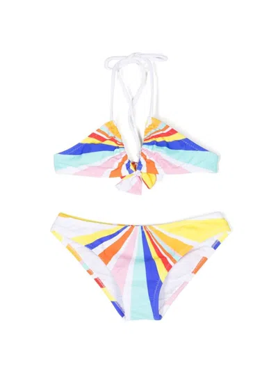 Nessi Byrd Kids' Striped Halterneck Bikini Set In Multicolour