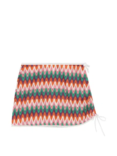 Nessi Byrd Kids' Zigzag Tie-fastening Skirt In Multi