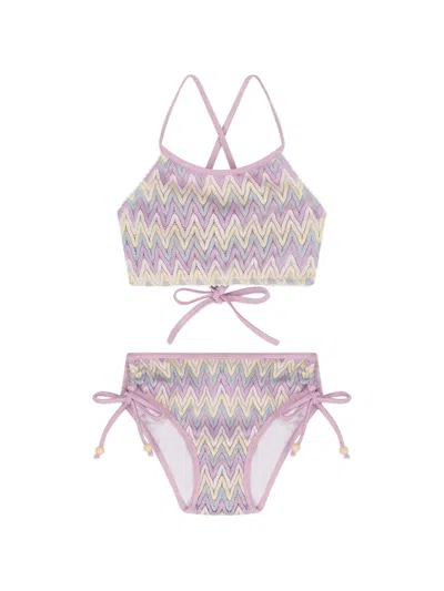 Nessi Byrd Kids' Zig-zag-patterned Bikini In Purple