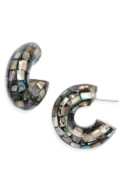 Nest Jewelry Abalone Chunky Hoop Earrings In Multi