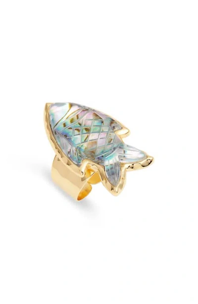 Nest Jewelry Abalone Fish Adjustable Ring In Gold