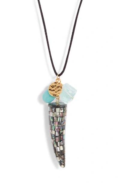 Nest Jewelry Abalone Tusk Cord Pendant Necklace In Multi