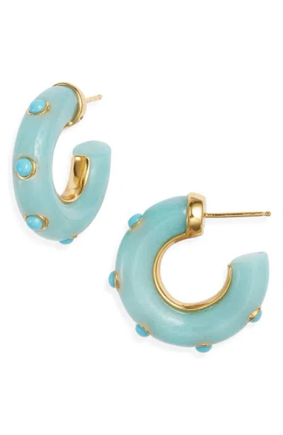 Nest Jewelry Amazonite Turquoise Stud Hoop Earrings In Green