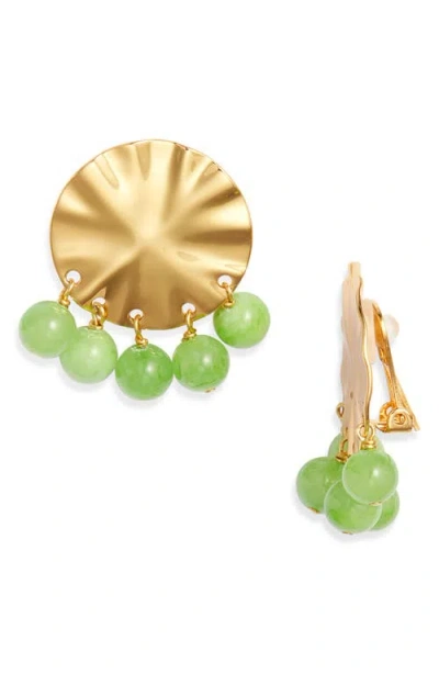 Nest Jewelry Green Calcite Wave Clip-on Earrings In Gold