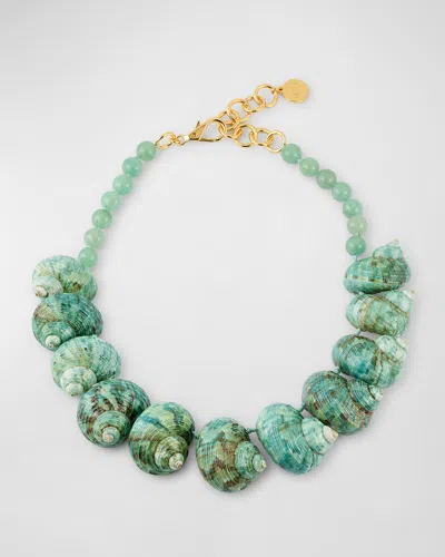 Nest Jewelry Green Seashell Statement Nec