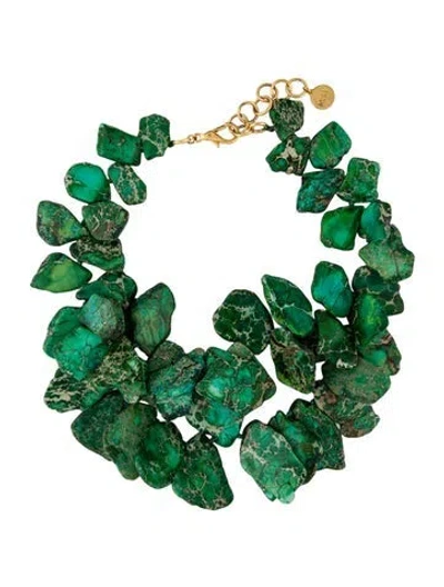 Pre-owned Nest Jewelry Green Stone Double Strand Necklace, 22"