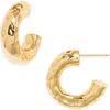 Nest Jewelry Little Chunky Hammered Hoop Earrings In Brown