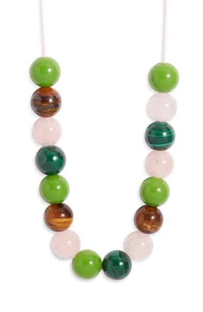 Nest Jewelry Malachite & Rose Quartz Necklace In Multi