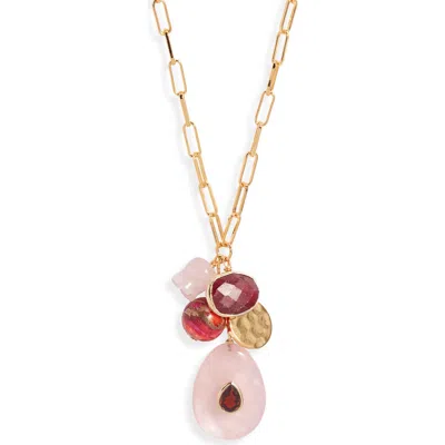 Nest Jewelry Rose Quartz Charm Necklace In Gold