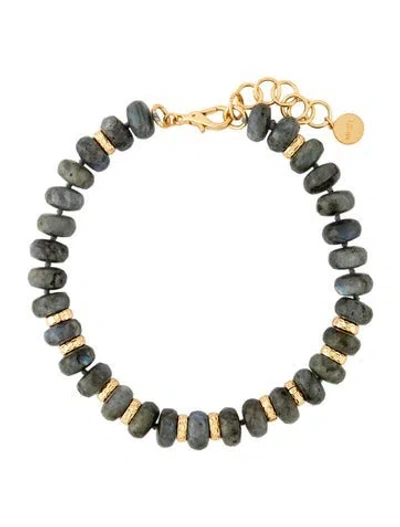 Pre-owned Nest Jewelry Stone Bead Collar Necklace, 20.25" In Blue/grey