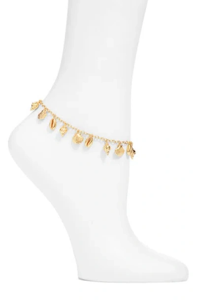 Nest Jewelry Tiny Shells Charm Anklet In Gold