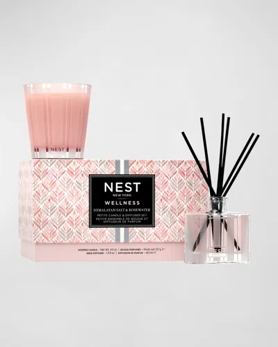 Nest New York Himalayan Salt & Rosewater Petite Candle & Petite Reed Diffuser Set In Pink