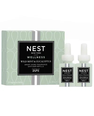 Nest New York Pura Smart Home Fragrance Wild Mint Diffuser Refill Duo Set In Green