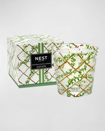 Nest New York Santorini Olive & Citron Luxury 4-wick Specialty Candle, 1.34 Kg In Green