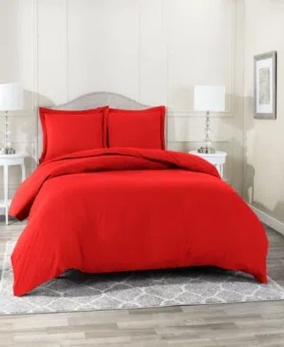Nestl Bedding Neslt Super Soft Double Brushed Microfiber 3 Pc. Duvet Cover Set, Full In Cherry Red