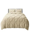 Nestl Bedding Pinch Pleat 3-pc. Duvet Cover Set, Queen In Beige Cream