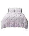 Nestl Bedding Pinch Pleat 3-pc. Duvet Cover Set, Queen In Light Gray Lavender