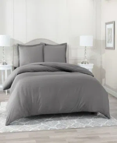 Nestl Bedding Neslt Super Soft Double Brushed Microfiber 3 Pc. Duvet Cover Set, Queen In Charcoal