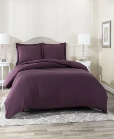 Nestl Bedding Neslt Super Soft Double Brushed Microfiber 3 Pc. Duvet Cover Set, Queen In Eggplant
