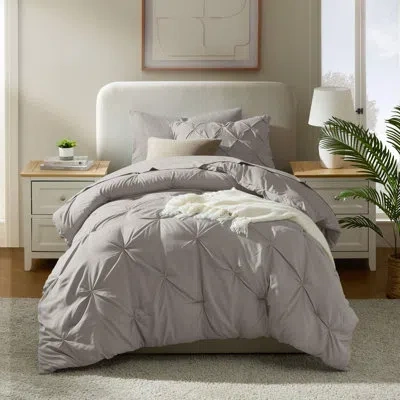 Nestl Bed-in-a-bag Pinch Pleat Comforter Set With Bed Sheets & Down Alternative Pillows In Linen