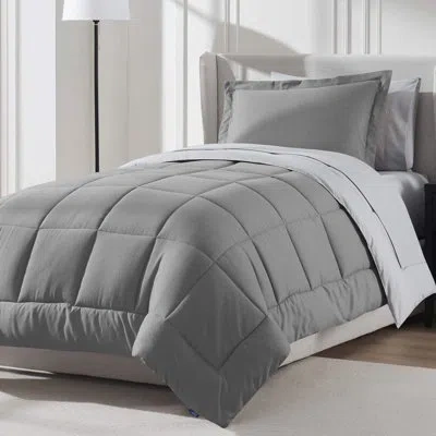 Nestl Bed-in-a-bag Reversible Comforter Set With Bed Sheets In Gray