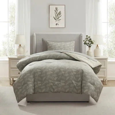 Nestl Botanical Bed In A Bag 5 Piece Comforter Set With Sheets & Pillow Shams In Gray