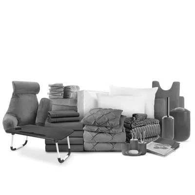 Nestl College Dorm Bundles Comforter Set In Gray