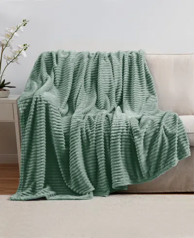 Nestl Cut Plush Lightweight Super Soft Fuzzy Luxury Bed Blanket, King In Sage