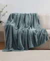 Nestl Cut Plush Lightweight Super Soft Fuzzy Luxury Bed Blanket, Queen In Stone Blue