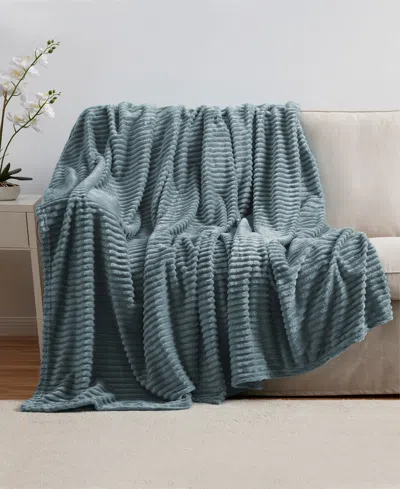 Nestl Cut Plush Lightweight Super Soft Fuzzy Luxury Bed Blanket, Queen In Stone Blue