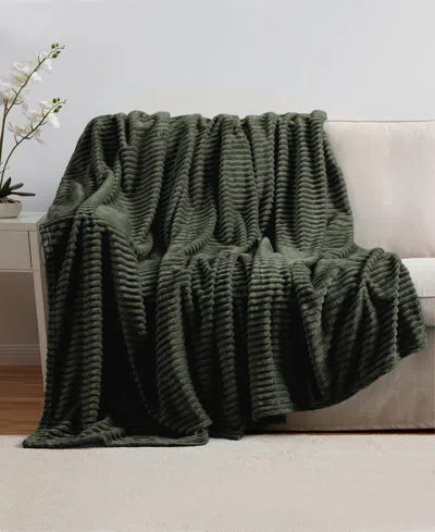 Nestl Cut Plush Lightweight Super Soft Fuzzy Luxury Bed Blanket, Twin In Olive