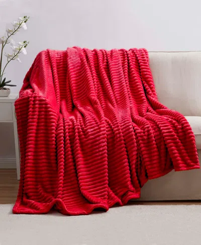 Nestl Cut Plush Lightweight Super Soft Luxury Bed Throw, 50" X 60" In Cherry Red