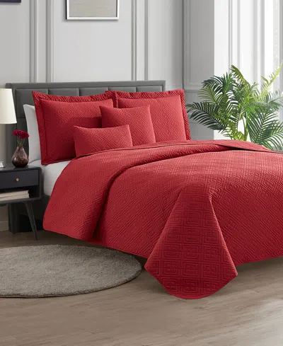 Nestl Diamond Embossed 4-pc. Quilt Set, Twin/twin Xl In Burgundy