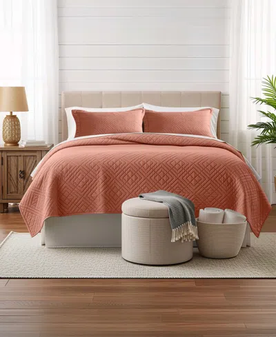 Nestl Diamond Embossed 4-pc. Quilt Set, Twin/twin Xl In Red