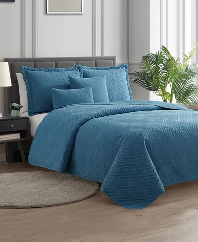 Nestl Diamond Embossed 5-pc. Quilt Set, Full/queen In Blue
