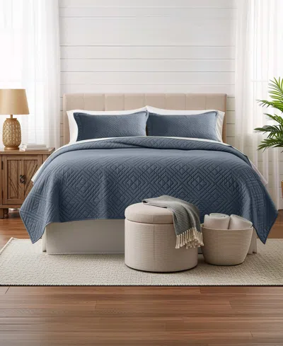 Nestl Diamond Embossed 5-pc. Quilt Set, Full/queen In Blue