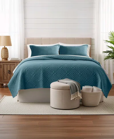 Nestl Diamond Embossed 5-pc. Quilt Set, King/california King In Blue