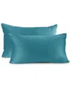 Nestl Elegant 2-pack Velvet Decorative Throw Pillows With Removeable Covers, 12" X 20" In Teal Blue