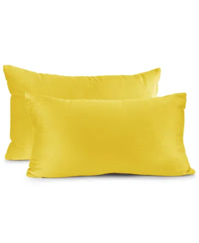 Nestl Elegant 2-pack Velvet Decorative Throw Pillows With Removeable Covers, 12" X 20" In Yellow