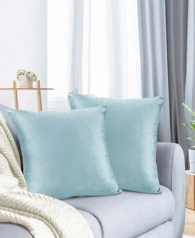 Nestl Elegant 2-pack Velvet Decorative Throw Pillows With Removeable Covers, 20" X 20" In Aqua Light Blue
