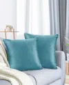 Nestl Elegant 2-pack Velvet Decorative Throw Pillows With Removeable Covers, 20" X 20" In Beach Blue