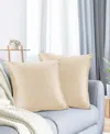 Nestl Elegant 2-pack Velvet Decorative Throw Pillows With Removeable Covers, 20" X 20" In Beige Cream