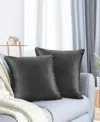 Nestl Elegant 2-pack Velvet Decorative Throw Pillows With Removeable Covers, 20" X 20" In Dark Gray