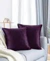 Nestl Elegant 2-pack Velvet Decorative Throw Pillows With Removeable Covers, 20" X 20" In Eggplant Purple